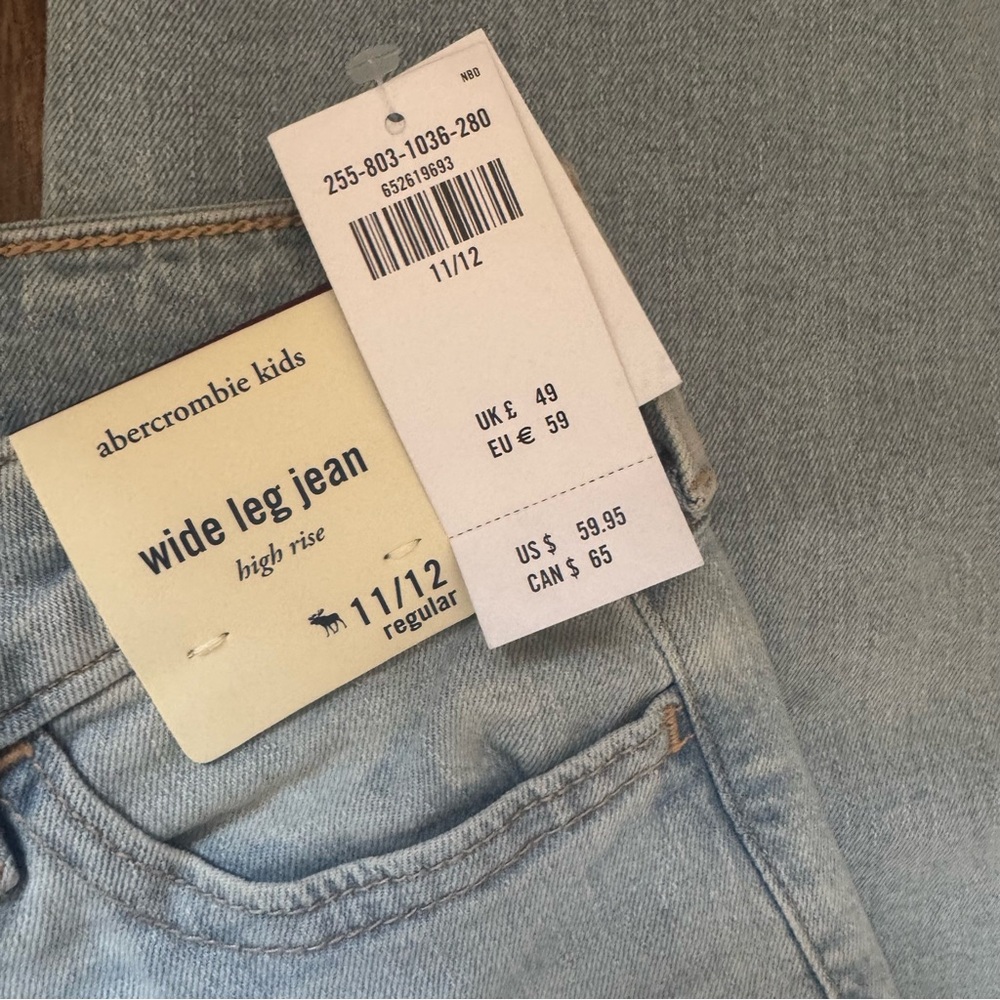 Abercrombie Kids Wide Leg High Rise Jeans Light Wash Size 11/12 Regular - Picture 9 of 12